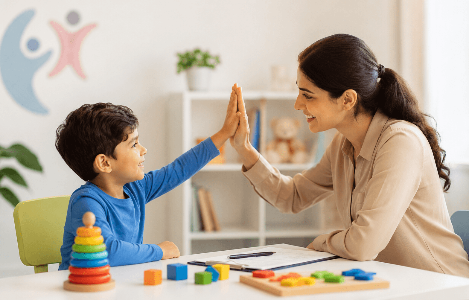 B Homeo doctor supporting a child during a consultation